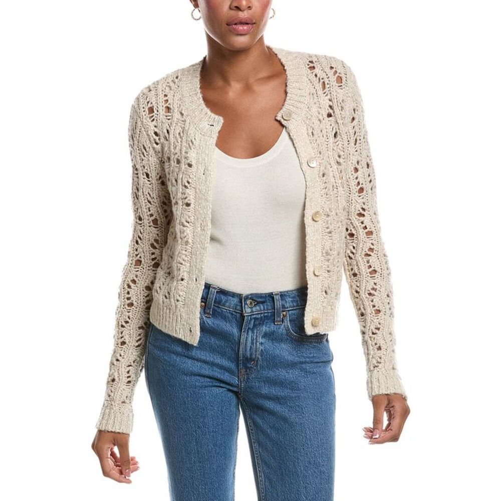 Autumn Cashmere Womens  Boxy Stitchery Cardigan, Brown